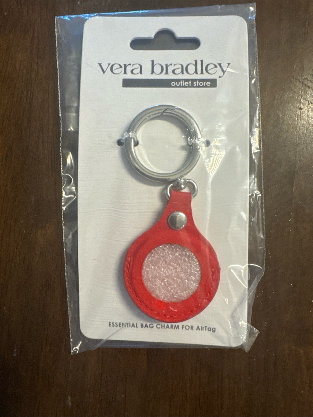 Vera Bradley Red AirTag Leather Key Ring